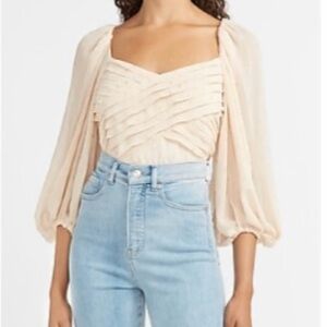 New without tag Express pleated balloon sleeve wrap top